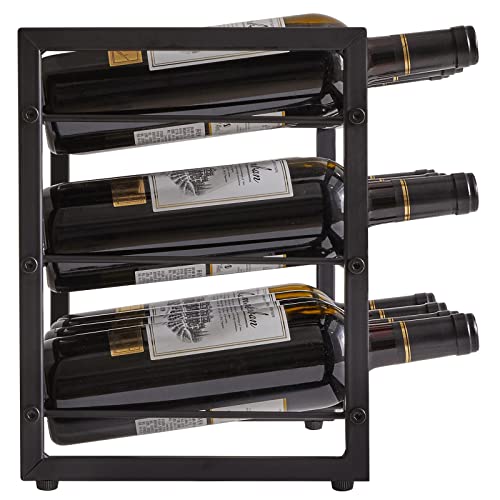 IBUYKE Metal Wine Racks Countertop,12 Bottles Wine Bottle Holder,TMJ906H | 3 Tiers Wine Rack Wine Rack Freestanding Wine Storage Cabinet for Home Kitchen Pantry Wine Cellar Bar - size: 12 Bottle