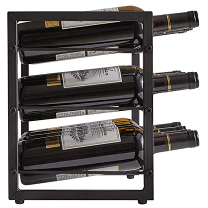 IBUYKE Metal Wine Racks Countertop,12 Bottles Wine Bottle Holder,TMJ906H | 3 Tiers Wine Rack Wine Rack Freestanding Wine Storage Cabinet for Home Kitchen Pantry Wine Cellar Bar - size: 12 Bottle