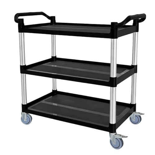 Utility Cart with Tangle-Free Wheels, 3 Tier Rolling Cart, Restaurant Cart | 2 with Brakes, Heavy Duty 350 Lbs Capacity,Commercial Serving Cart for Home, Office, Restaurant, Warehouse. - size: 34"×17"×38" M