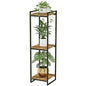 45" Tall Indoor Plant Stand, 3-Tier Flower Pot Rack, Rustic Brown | Modern Minimalist Look, Wood Finish, for Living Room, Bedroom, Balcony, Space-Saving, Sturdy Metal Frame