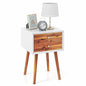 GOFLAME Nightstand with 2 Drawers, Small Wooden Side Table, Mid Century Modern Bedside Table with Storage, Compact End Table for Bedroom, Easy Assembly, White & Natural - color: White & Natural