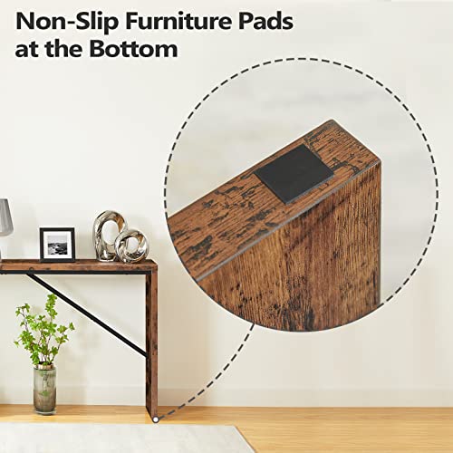 MAHANCRIS Console Table, 62.2" Long Sofa Table Behind Couch, Narrow Entryway Table, Farmhouse Dining Table with Angled Metal Frame, Industrial Console Table for Entryway, Rustic Brown CTHR15801Z - color: Rustic Brown, size: 62.2"L x 9.1"W x 31.5"H