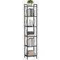 Homhedy 6 Tier Small Bookshelf, Tall Narrow Bookcase, Metal Book Shelf | Industrial Style for Small Spaces, Home, Office, Living Room, Kitchen, Bedroom , 10.4" D x 13" W x 67.4" H, Black - color: Black, size: 10.4"D x 13"W x 67.4"H