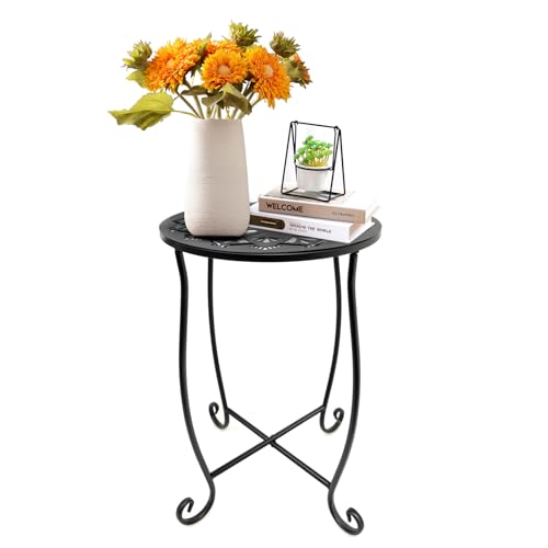 Fashion&cool Side Tables for Small Space, Metal Outdoor Indoor Round Side Table, Small End Table Pool Chair Side Table for Patio Yard Porch Balcony Garden Bedside Plant Stand