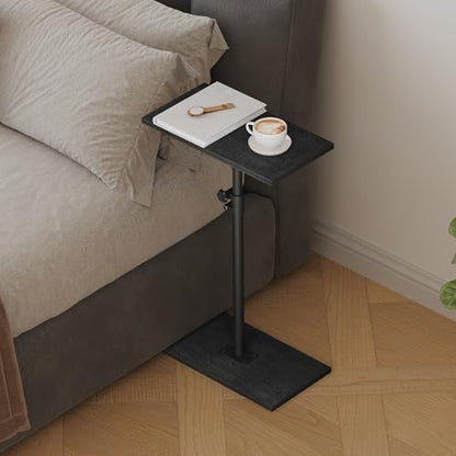 MAHANCRIS Narrow Side Table, Height Adjustable Sofa Table, Tall Couch Table | Small End Table for Small Spaces, Sturdy Wooded Nightstand, Easy Assembly, Multi-Functional, Living Room, Bedroom, Black - color: Black