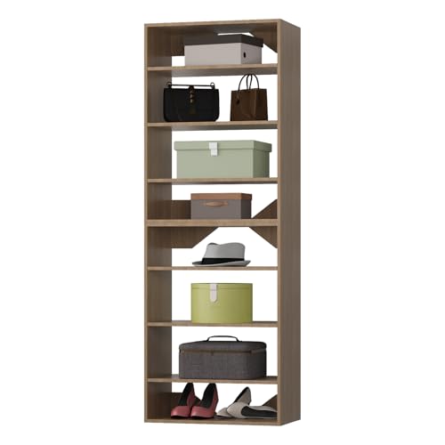 ROOMTEC Modular Closet System, 25.5" Shelf Closet Tower Wall-Mounted Closet Organizer, Wooden Tower for Walk-In Closets, Wardrobe Storage Kit, Wood - size: 25.5" Wide, style: Model 10