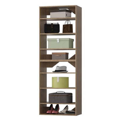 ROOMTEC Modular Closet System, 25.5" Shelf Closet Tower Wall-Mounted Closet Organizer, Wooden Tower for Walk-In Closets, Wardrobe Storage Kit, Wood - size: 25.5" Wide, style: Model 10