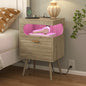Veegle Nightstand,Modern Bedside Table with Storage Drawer and Open Wood Shelf, Accent Night Stand with Solid Wood Legs for Living Room, Bedroom and Small Spaces,Easy Assembly (Grey Oak-1) - color: Grey Oak-1