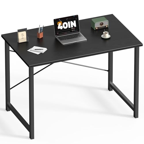 DUMOS 40 Inch Office Small Computer Desk Modern Simple Style Writing Study Work Table for Home Bedroom - Wood Black | Modern Study Writing Work Table, Craft PC Desk Simple Workstation with Reinforcement Structure, Black - color: Wood Black, size: 40 Inch-