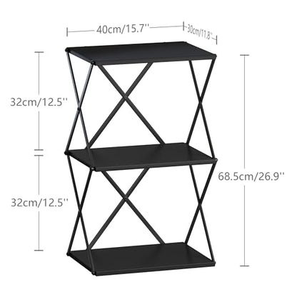 3-Tier End Table Small Side Table Tall Bedside Night Stand with Storage Sofa Side desks for Living Room Bedroom Office Bathroom Small Space Black ET-03BK - color: Black High