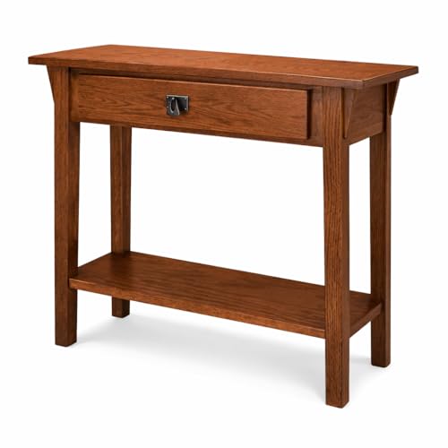 Leick Home Mission Console Table, Solid Wood, 1 Storage Drawer, Bottom Display Shelf, Narrow Depth, Easy-Assembly, For Living Room/Hallway, Russet, 30 in L x 10 in W x 28 in H, 9057-RS - color: Russet