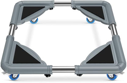 SPACECARE Mini Fridge Stand Mobile Roller, Adjustable Furniture Dolly with 4 Locking Wheels, Heavy Duty Washing Machine Base, Universal Appliance Pedestal for Dryer and Refrigerator- Grey - color: Gray