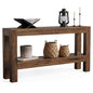 LITTLE TREE 63-Inch Wood Entryway Table, Long Farmhouse Narrow Console Table for Living Room, Hallway, Sofa, Entry, Entrance, Foyer, Behind Couch with 2-Tier Shelves, Brown - color: Red Brown