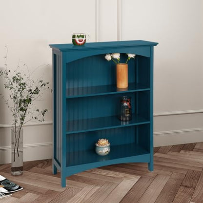 eHemco 3 Tier Bookcase with 2 Arched Supports, 40 Inches, Blue - color: Blue, size: 3 Tier