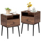 VECELO Modern Nightstands Set of 2,Square End Side Table with Drawer and Storage Space for Bedroom and Living Room - color: Brown(set of 2)