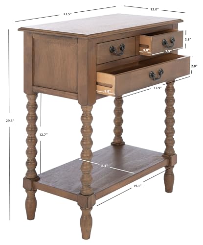 SAFAVIEH Furniture - Athena 3-Drawer Console Table - Brown - Solid Wood - Farmhouse Classic Design - Ideal for Entryway, Living Room, Hallway, 23.5" W x 13" D x 29.5" H (CNS5703C) - color: Brown