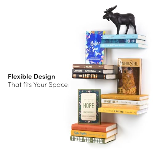Floating Invisible Bookshelf Wall Mounted (Set of 4) - Aluminum - Turn Books into Floating Shelves