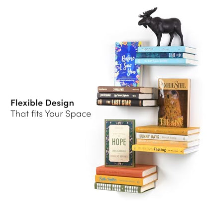 Floating Invisible Bookshelf Wall Mounted (Set of 4) - Aluminum - Turn Books into Floating Shelves