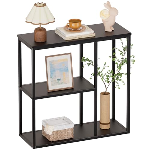 WOHOMO Console Table, 11.8'' Narrow Entryway Table for Living Room, 31.5'' x 31.5'' Black Industrial Sofa Table with 3-Tier Storage Shelves for Corridor, Hallway, Black - color: Black, size: 31.5"