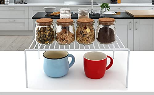 Redrubbit Large (15.7 x 9.4 Inch) Cabinet Storage Shelf Rack, Set of 6, Rustproof, Minimalist, White, Metal Steel, 6 Shelves, Kitchen, Bathroom, Bedroom, Freestanding, No Assembly Required - color: White
