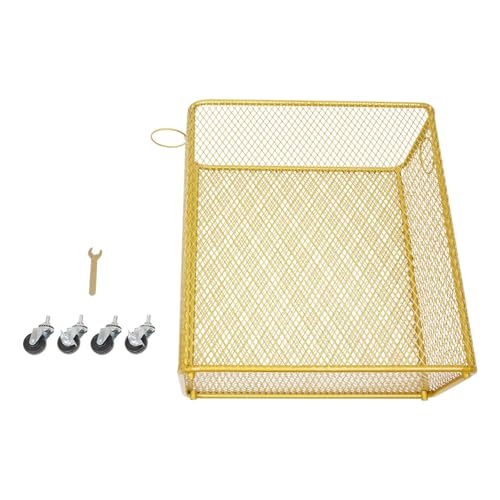 Wire Metal Rolling Laundry Basket On Wheels,Gold Mesh Wire Laundry Basket Storage Cart for Bathroom Bedroom Dirty Clothes Storage (I) - size: I