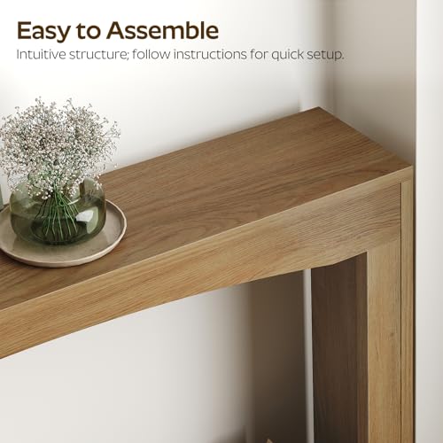 Narrow Console Table, 5.9'' Thin Entryway Table, Behind Couch Table for Small Spaces, Small Farmhouse Hallway Table, for Living Room, Hallway, Foyer, Light Walnut CT19VV - color: Light Walnut