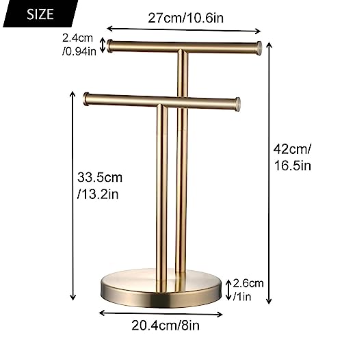 SHUNLI Hand Towel Holder Stand, Double T-Shape Hand Towel Stand Rack for Bathroom Countertop, SUS304 Stainless Steel, Brushed Gold - color: Brushed Gold