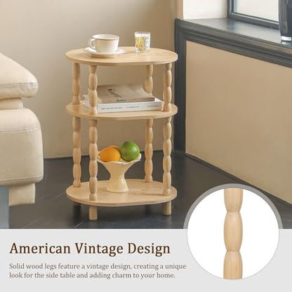 MaxSmeo End Table with Charging Station, Small Oval Side Table for Small Spaces, Modern Accent Table Night Stand with Charging Station for Living Room, Bedroom, Natural - color: Natural Charging Station