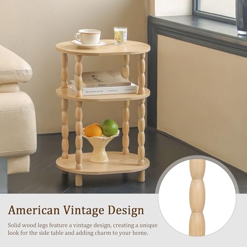 MaxSmeo End Table with Charging Station, Small Oval Side Table for Small Spaces, Modern Accent Table Night Stand with Charging Station for Living Room, Bedroom, Natural - color: Natural Charging Station