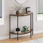 Entryway Table with Storage,Narrow Console Table for Living Room | Coffee Table 2-Tier Half Moon Sofa Table,Small Entry Table,Hallway Side Table with Metal Frame,Brown - color: Modern Style-brown