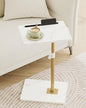 Masupu Sofa Arm Tray Table - 360° Swivel Height Adjustable End Table, Small Snack Side Table for Couch, C Shaped Table for Bed, Chair or TV Tray Table(Marble White and Gold) - color: Marble White