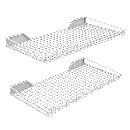 Wall Mounted Storage Shelf for Garage, 2 Pack Metal Shelf Rack, Heavy-Duty Wall Organizer Shelves Suitable for Shop, Shed, Garage 23.5inch x 12inch(White) - color: White