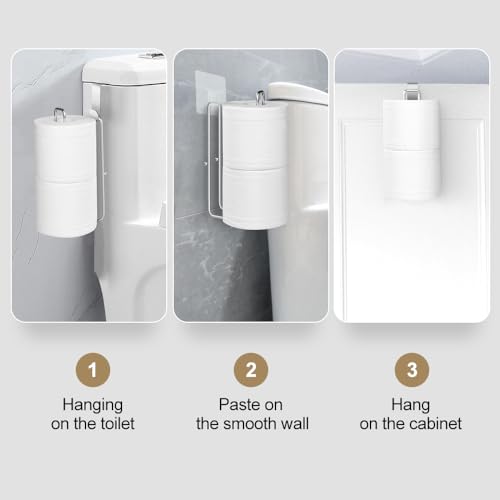 Bathroom Toilet Paper Roll Holder for 2 Roll Tissue, Brushed Nickel,Over The Tank Toilet Paper Holder,Self Adhesive Wall Mount,Stainless Steel Toilet Paper Holder Storage 2pcs - color: J:hold 2 Rolls Tissue(2pcs,silver)