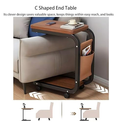 DJDLMDD Multi-Purpose Storage C Table End Table TV Tray Table for Small Spaces, Side Tables with Wheels for Living Room and Bedroom for Small Spaces, Couch Tables, That Slide Under, with Wheels