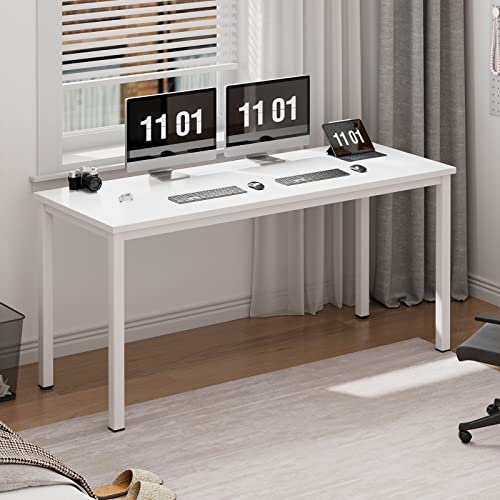 Need 63 Inch Large Computer Desk, Ample Legroom, Metal Frame, All White | Home Office Desk, Basic Sturdy Writing Table, Adjustable Feet, Water-Resistant, Dorms & Bedrooms, Easy Assembly, Game & Study - color: White, size: 63 inches