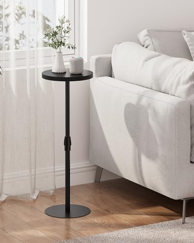 TUTOTAK Tall Round Side Table, Small End Table, Drink Table, Pedestal Table | for Small Spaces, Accent Nightstand, livingroom, Bedroom, Black TB01BK096 - color: Black, size: 1 Pack, style: Adjustable