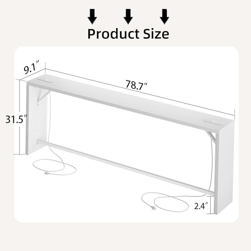 TIQLAB Sofa Table, 79''L x 9.1''W (1.2'' Thickness) Long Console Table Behind Couch, Entryway Table with Angled Metal Frame, Industrial Console Table, White - color: White, size: 79''L x 9.1''W x 31.5''H
