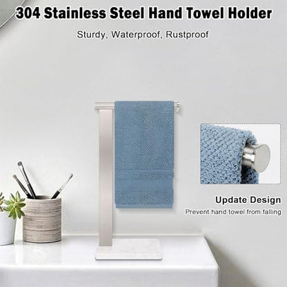 Stainless Steel L-Shaped Hand Towel Holder, SUS304 Bathroom Towel Rack with Thickened Base for Countertop Vanity (Brush Nickel, Square Base) - color: Brush Nickel