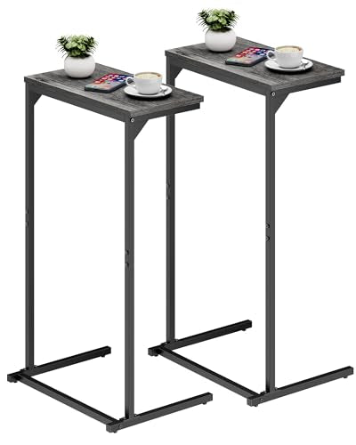 TUTOTAK C Shaped End Table, Small Side Table, Set of 2, 28.7 inch Tall Couch Table, Sofa Table, Living Room, Bed Room, Charcoal Grey TB01BY0712 - color: Charcoal Grey