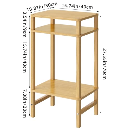 YUFAM Side Table End Table Tall Night Stand 3-Tier 2 Pack for Living Room Bedroom Bathroom Office Furniture Natural - color: Natural, size: 3 Tier