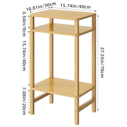 YUFAM Side Table End Table Tall Night Stand 3-Tier 2 Pack for Living Room Bedroom Bathroom Office Furniture Natural - color: Natural, size: 3 Tier