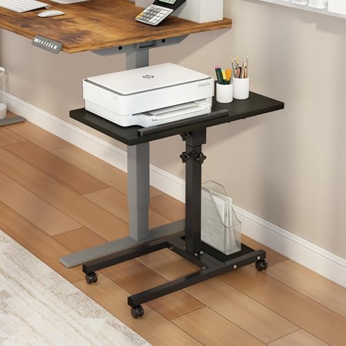TigerDad Mobile Adjustable Height Laptop Stand PC Computer Portable Notebook Swivel Laptop Desk Rolling Table Desk Cart Tiltable with Wheels Casters& Mouse Pad Table (Dekuwood) - color: Dekuwood