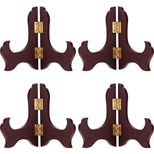 Tatuo 4 Packs 4 Inch Wooden Display Stand Decorative Plate Stands for Display Picture Frame Holder Easels(Red) - color: Red, size: 4 Inch