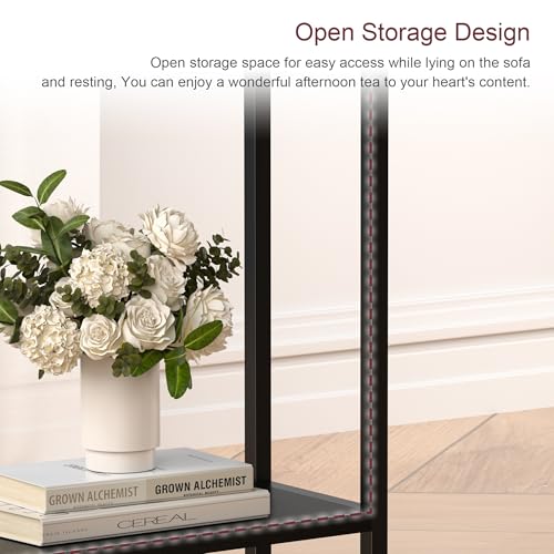Narrow Side Table for Small Space, 2-Tier Slim End Table, Thin Nightstand, Skinny Snack Couch Table, Sofa Bedside Table in Living Room, Bedroom, Study, Kitchen and Balcony (Black) - color: Black, size: 2-Tier (7.9''D*17''W*22.8''H)