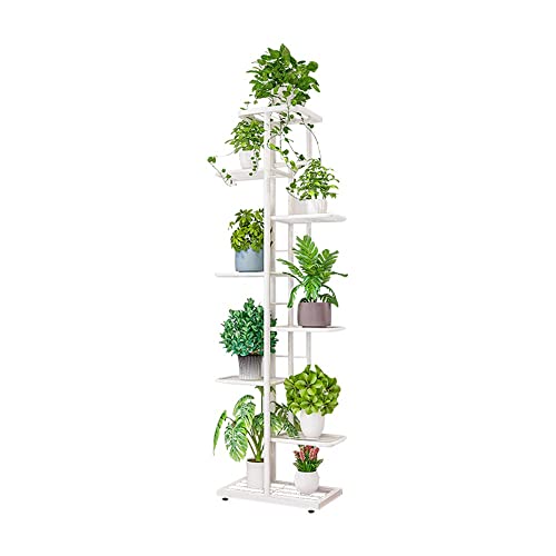 MTB Garden 8 Tier Metal Plant Stand for Indoor Outdoor Flower Pot Display Planter Shelf, White - color: Shiny White, size: 8 Tier