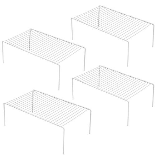 iPEGTOP Large (15.7 x 9.4 Inch) Kitchen Freezer Cabinet Storage Shelf, Set of 4 Rustproof Metal Wire Shelves Spice Shelf Rack Cupboard Organizer for Fridge Pantries Countertops Utensils, White - color: White(set of 4)