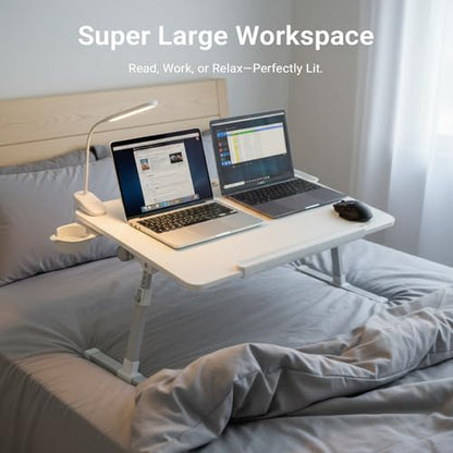 iXTRA Adjustable Laptop Lap Desk with Cooling Fan USB Light for Adults - color: White,70x45cm
