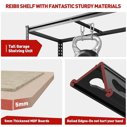 REIBII 2000LBS Garage Shelving Heavy Duty 72''H Storage Shelves 5 Tier Heavy Duty Shelving, Adjustable Metal Shelves for Garage Pantry Closet Kitchen Basement 35.5" W x72 H x 15.8" D, 3 Pack - size: 15.8"D x 35.5"W x 72"H