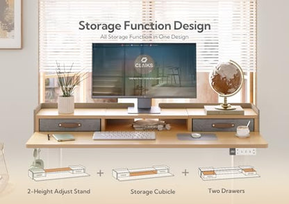 Claiks Standing Desk with Drawers, Stand Up Electric Standing Desk Adjustable Height, Sit Stand Desk with Storage Shelf and Splice Board, 48 Inch, Natural - color: Nature, size: 47.2×23.6
