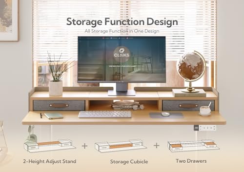 Claiks Standing Desk with Drawers, Stand Up Electric Standing Desk Adjustable Height, Sit Stand Desk with Storage Shelf and Splice Board, 55 Inch, Natural - color: Nature, size: 55.1×23.6